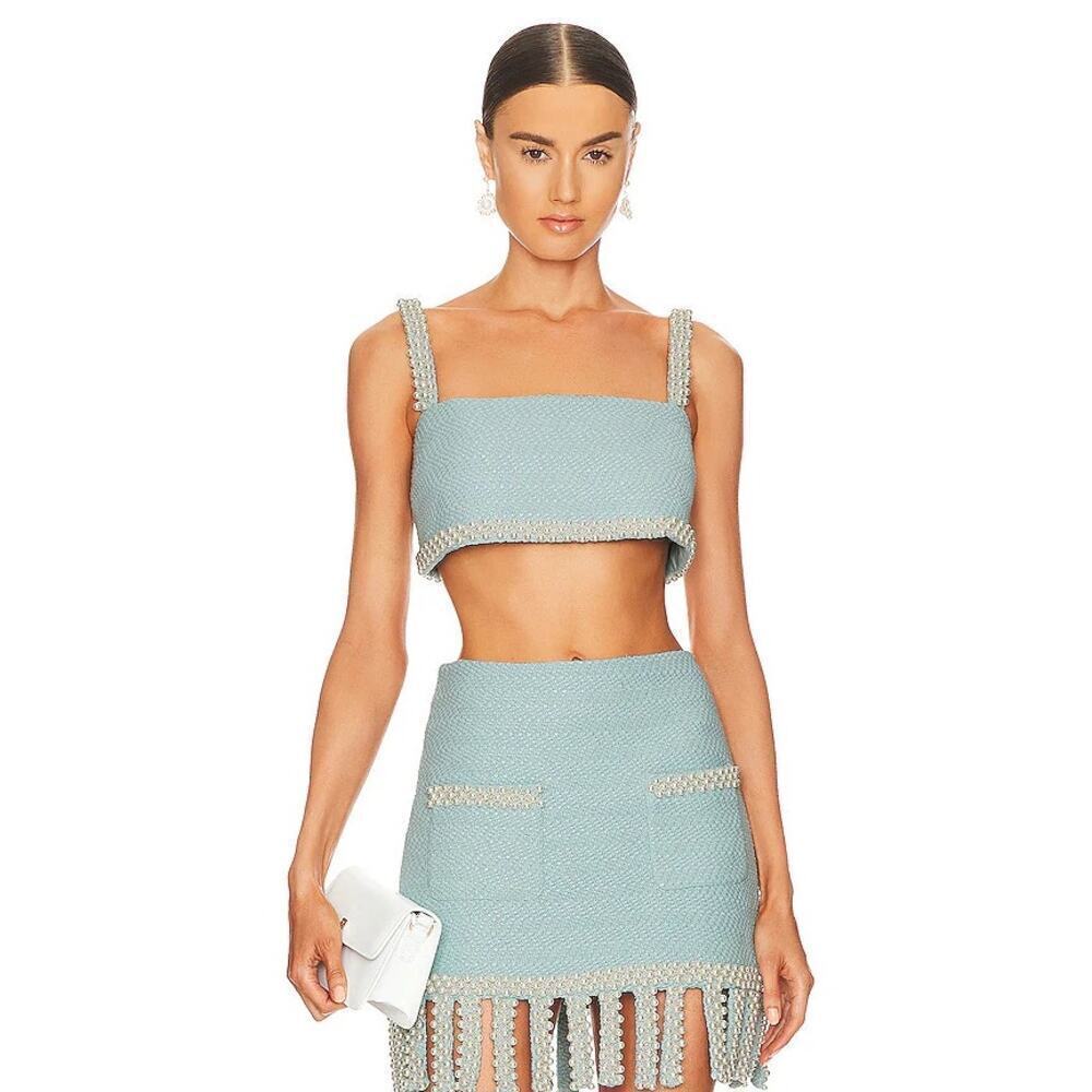 Alexis Ronja Pearl Embellished Top NWT Tiffany Blue Size XS - Picture 8 of 8